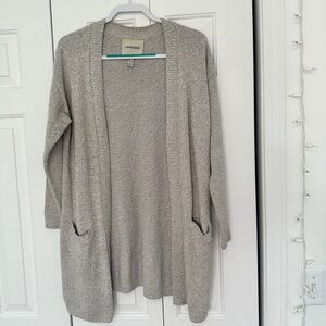 Lands' End Women's Light Gray Cardigan Sweater